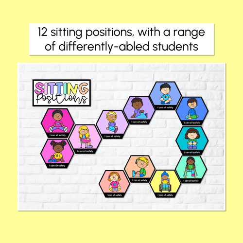 Resource preview 2 for Inclusive Sitting Posters & Display - Hexagonal Rainbow Design