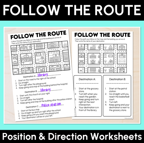 Resource preview 1 for Follow the Route - Position & Direction Worksheets