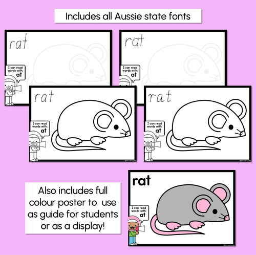 Resource preview 4 for CVC Word Crafts - AT Words - Build a RAT