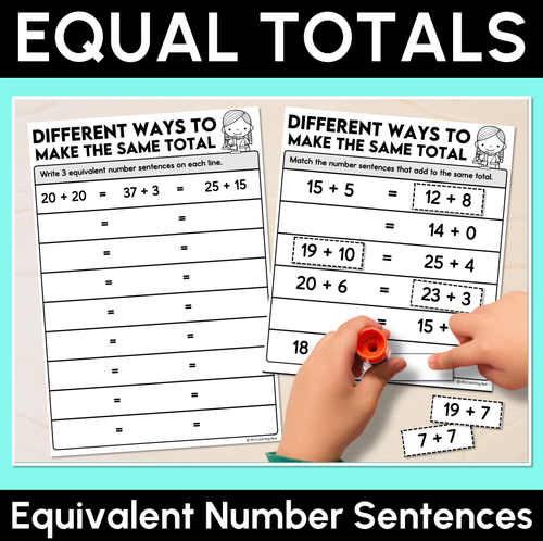 Resource preview 1 for Equal Totals - Equivalent Number Sentences Worksheets