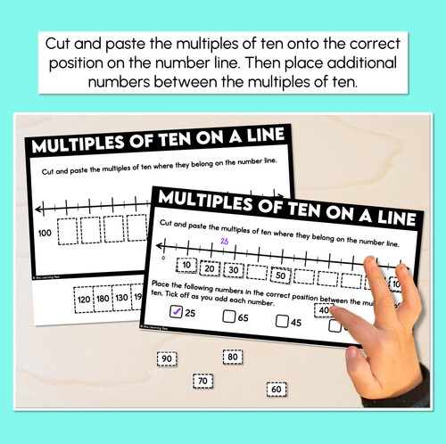 Resource preview 2 for Multiples of Ten on a Number Line - Cut and Paste Worksheets