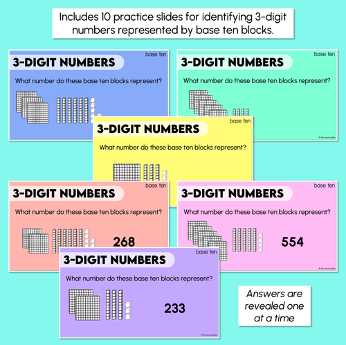 Resource preview 3 for Representing 3-Digit Numbers with Base Ten Blocks - Teaching Slides