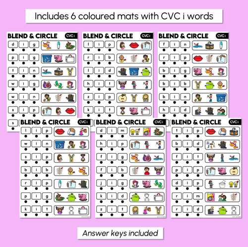 Resource preview 3 for Blend & Circle - CVC I Words Blending Mats