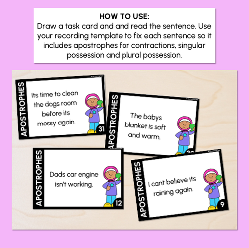 Resource preview 2 for Apostrophes Task Cards