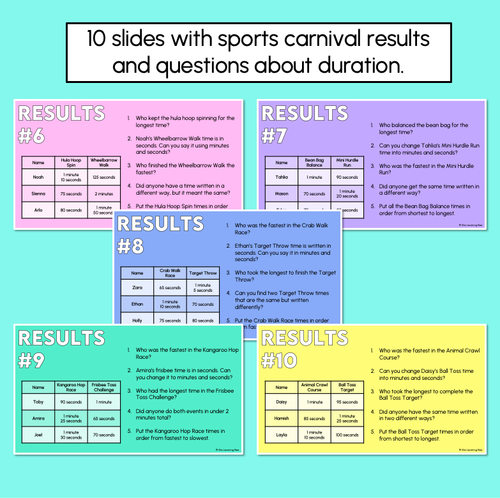 Resource preview 2 for Sports Carnival Comparing Duration Slides