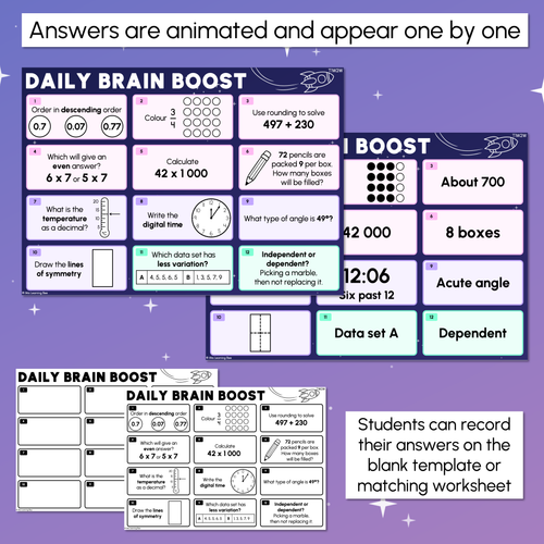 Resource preview 3 for Year 4 Maths Review - Daily Brain Boosts - Set 1