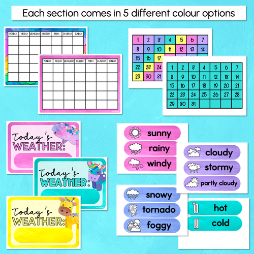 Resource preview 3 for Calendar & Weather Display - Watercolour Rainbow - The Kutopia Collection