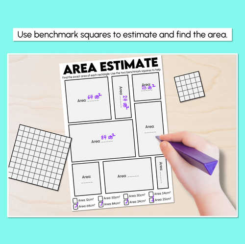 Resource preview 2 for Area Estimate – Finding Area Using Benchmarks - Worksheets