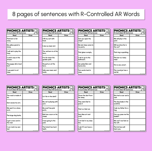 Resource preview 3 for Phonics Artists - R-Controlled AR Words - Decodable Sentences Activity
