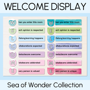 WELCOME Acrostic Door Display - The Sea of Wonder Collection - Calming Classroom Decor
