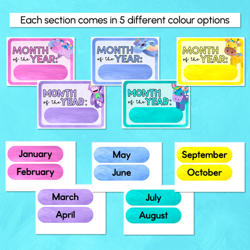 Resource preview 2 for Calendar & Weather Display - Watercolour Rainbow - The Kutopia Collection