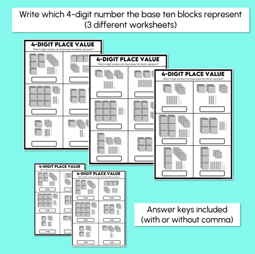 Resource preview 2 for 4-Digit Place Value - Base Ten Blocks Printables