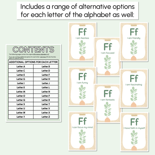 Resource preview 3 for Alphabet Affirmation Posters - The Greenhouse Collection - Natural Classroom Decor