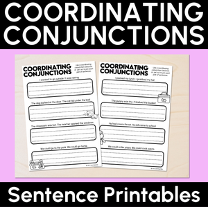 Coordinating Conjunctions Sentence Printables
