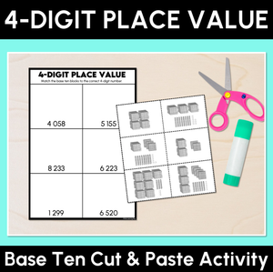 4-Digit Place Value – Base Ten Blocks - Cut & Paste Activity