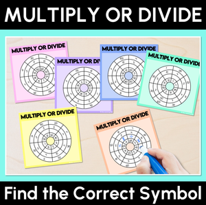 Find the Correct Symbol - Multiply or Divide Task Cards