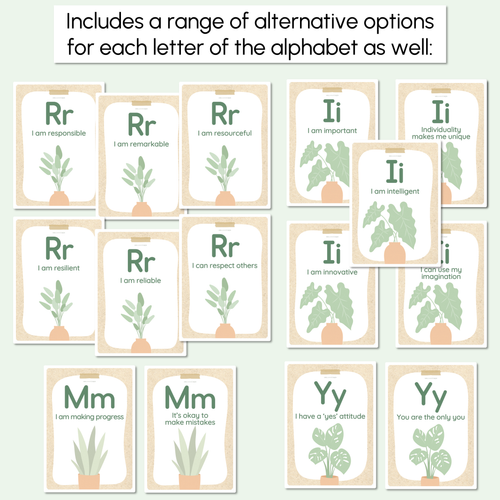 Resource preview 4 for Alphabet Affirmation Posters - The Greenhouse Collection - Natural Classroom Decor