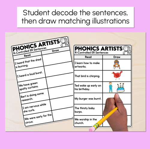 Resource preview 2 for Phonics Artists - R-Controlled ER Words - Decodable Sentences Activity