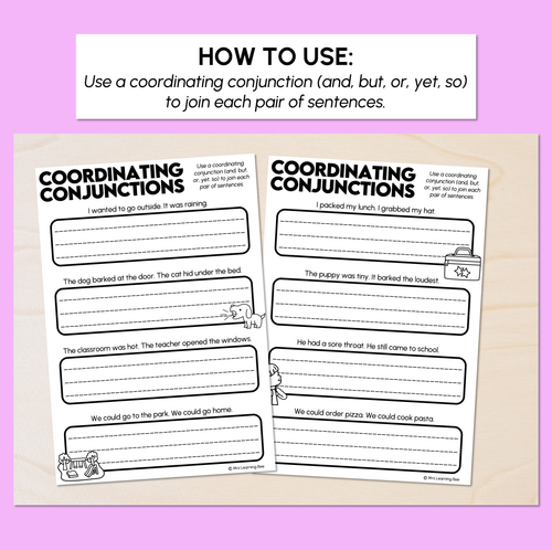 Resource preview 2 for Coordinating Conjunctions Sentence Printables