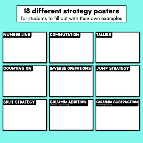 Resource preview 3 for Addition and Subtraction Strategy Posters - Blank Student Templates