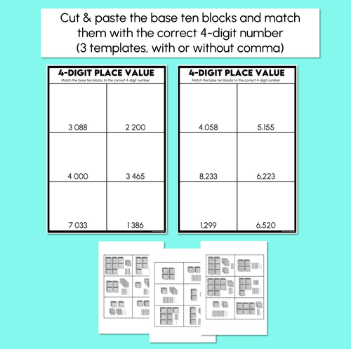 Resource preview 2 for 4-Digit Place Value – Base Ten Blocks - Cut & Paste Activity