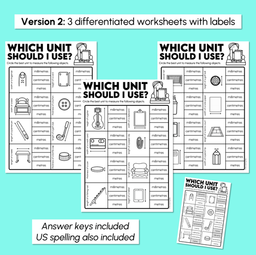 Resource preview 4 for Which Unit Should I Use? - Choosing Units of Measure Worksheets