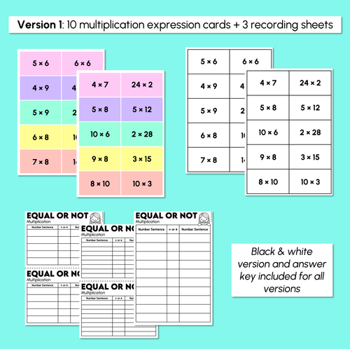 Resource preview 3 for Equivalent Number Sentences - Multiplication and Division Card Sort