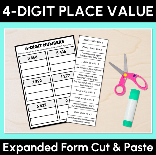 Resource preview 1 for 4-Digit Place Value – Expanded Form - Cut & Paste Activity