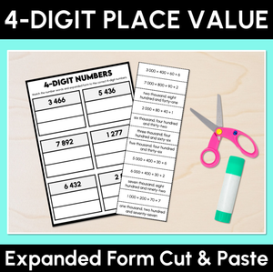 4-Digit Place Value – Expanded Form - Cut & Paste Activity