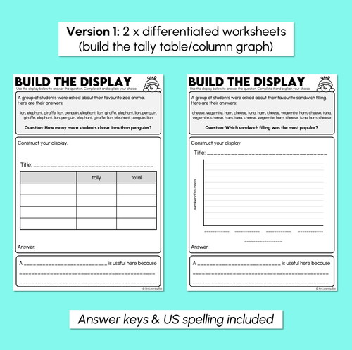 Resource preview 3 for Choose Your Data Display - Comparing Data Display Worksheets