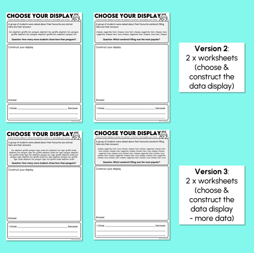 Resource preview 4 for Choose Your Data Display - Comparing Data Display Worksheets