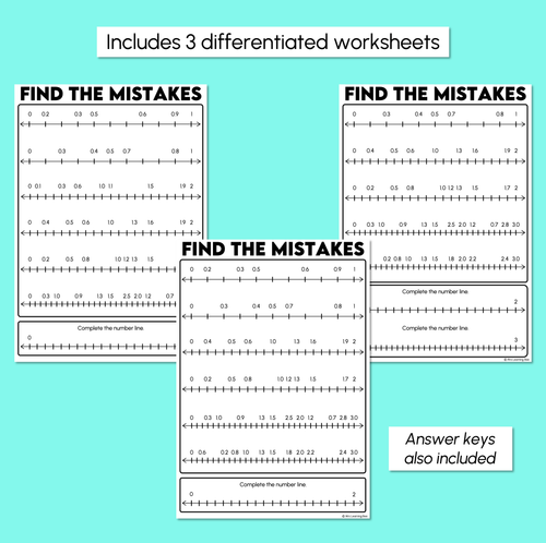 Resource preview 3 for Find the Mistakes - Decimals on a Number Line Worksheet