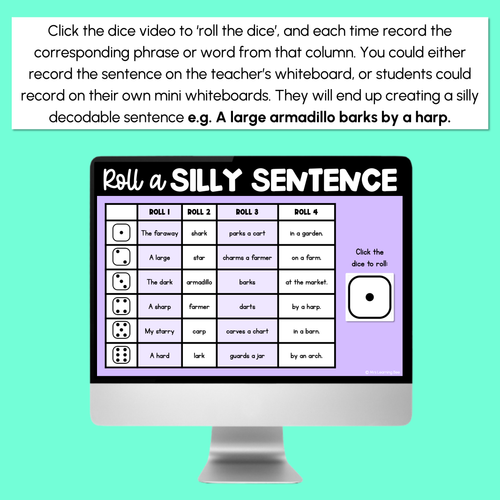Resource preview 3 for Decodable Sentences with R-Controlled Vowel AR Words - DIGITAL Roll a Silly Sentence