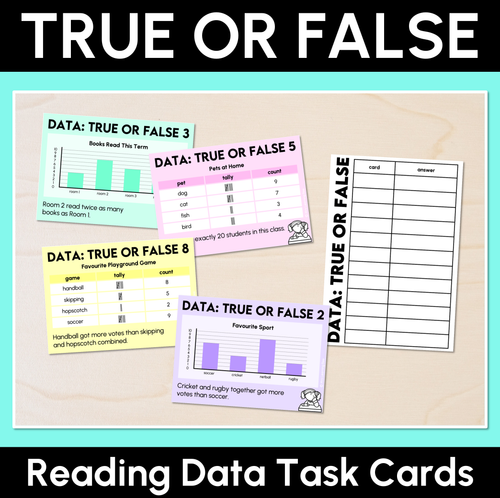 True or False? - Reading Data Task Cards - Mrs Learning Bee