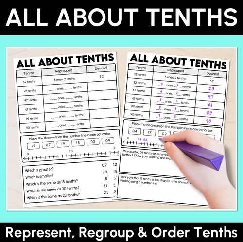 Resource preview 1 for Represent, Regroup, & Order Tenths - Decimals Worksheet