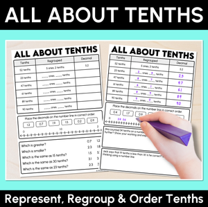 Represent, Regroup, & Order Tenths - Decimals Worksheet