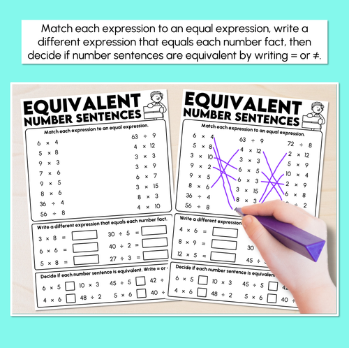 Resource preview 2 for Equivalent Number Sentences - Multiplication and Division Worksheets