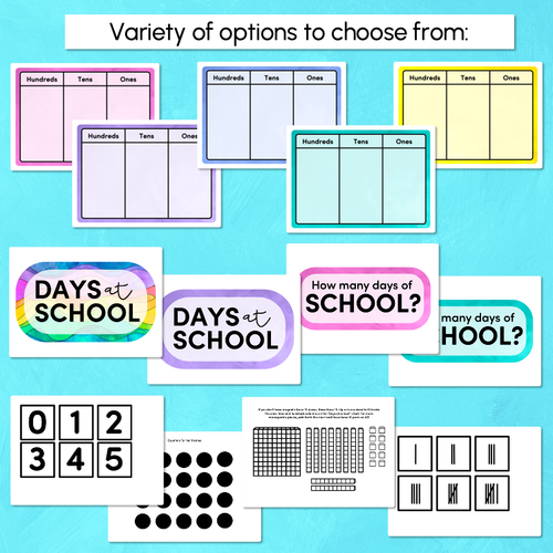 Resource preview 4 for Days of School Display - Watercolour Rainbow -  The Kutopia Collection