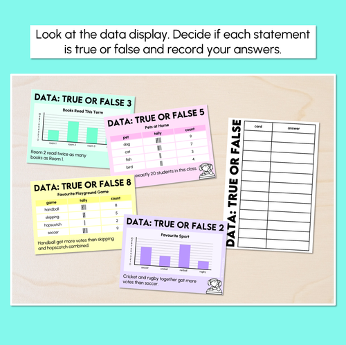 Resource preview 2 for True or False? - Reading Data Task Cards