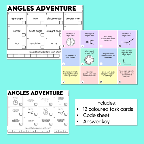 Resource preview 3 for Crack the Code Task Cards - Angles Review (Types of Angles and Turns)