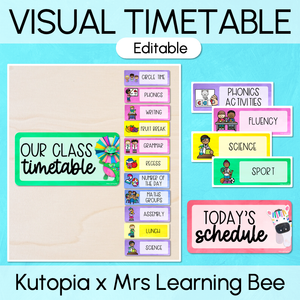 Visual Timetable or Class Schedule - Watercolour Rainbow - The Kutopia Collection