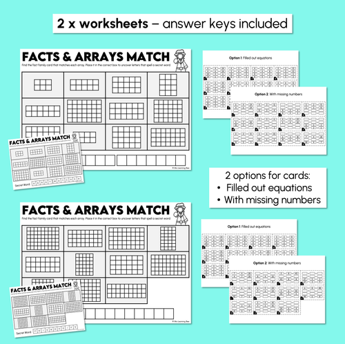 Resource preview 3 for Match to Solve the Word  - Facts & Arrays - Multiplication & Division Worksheets
