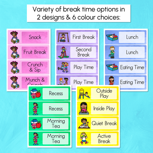 Resource preview 4 for Visual Timetable or Class Schedule - Watercolour Rainbow - The Kutopia Collection