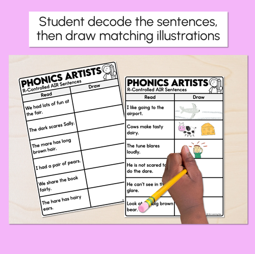 Resource preview 2 for Phonics Artists - R-Controlled AIR Words - Decodable Sentences Activity