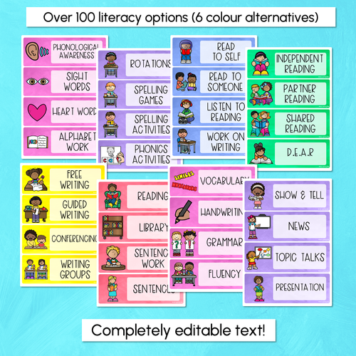 Resource preview 2 for Visual Timetable or Class Schedule - Watercolour Rainbow - The Kutopia Collection