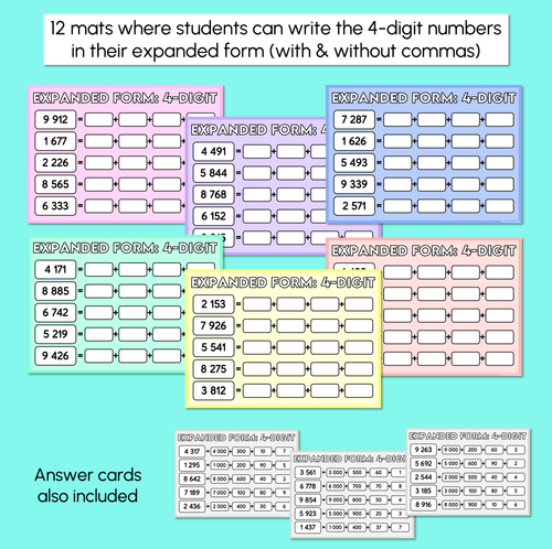 Resource preview 2 for Expand the Number Mats - 4-Digit Numbers Expanded Form
