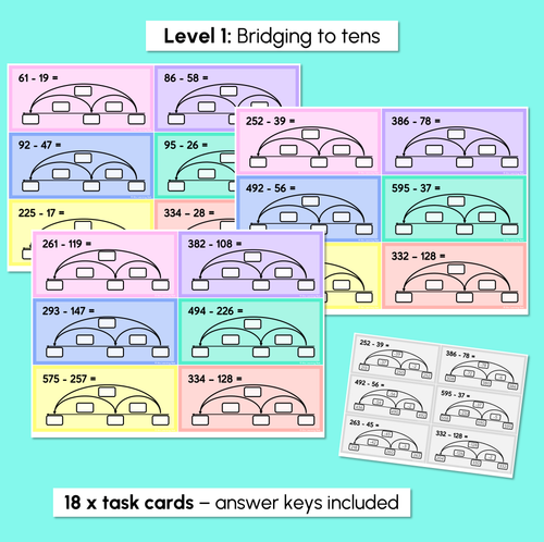 Resource preview 3 for Bridging Strategy - Subtraction Task Cards