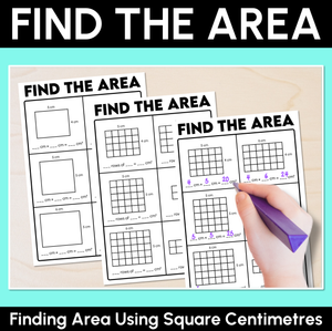 Find the Area - Finding Area Using Square Centimetres - Worksheets