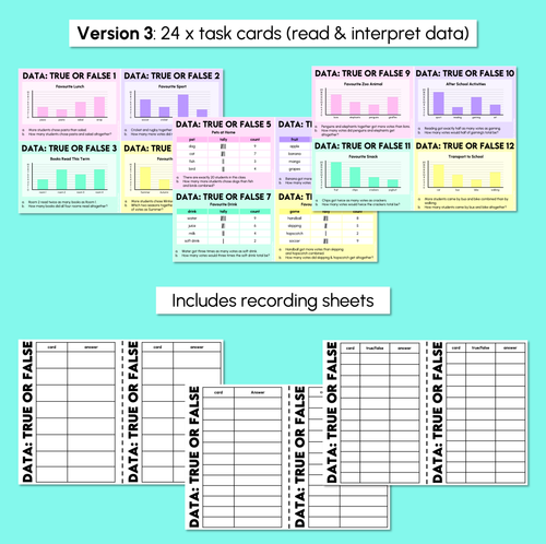 Resource preview 4 for True or False? - Reading Data Task Cards
