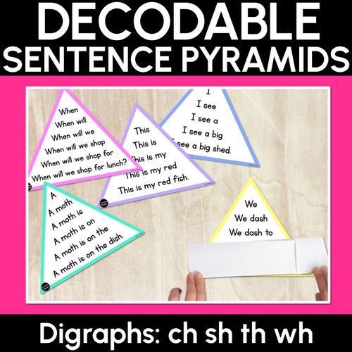 Resource preview 4 for Decodable Sentence Pyramids for Consonant Digraphs BUNDLE